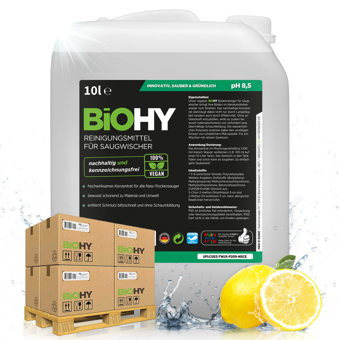BiOHY cleaning agent for suction wipers 10 liters, wet and dry vacuum cleaners, floor care, shine cleaner