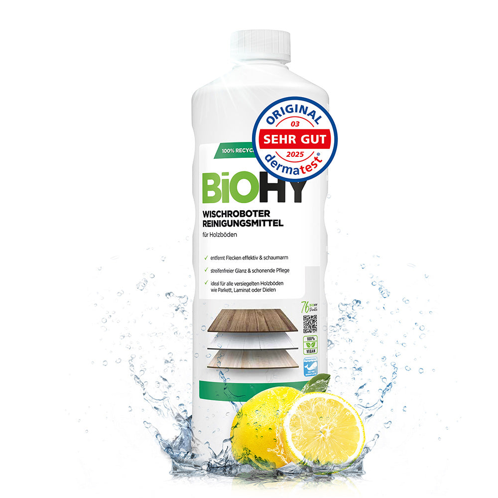 BiOHY Wischroboter Reinigungsmittel für Holzböden, Reiniger für Wischroboter, Nicht schmäumender Bodenreiniger, Bio-Konzentrat