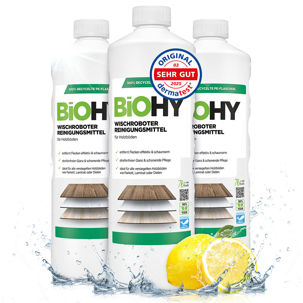 BiOHY Wischroboter Reinigungsmittel für Holzböden, Reiniger für Wischroboter, Nicht schmäumender Bodenreiniger, Bio-Konzentrat