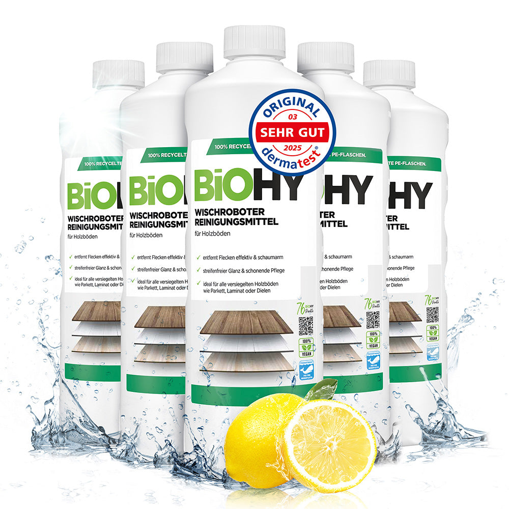BiOHY Wischroboter Reinigungsmittel für Holzböden, Reiniger für Wischroboter, Nicht schmäumender Bodenreiniger, Bio-Konzentrat