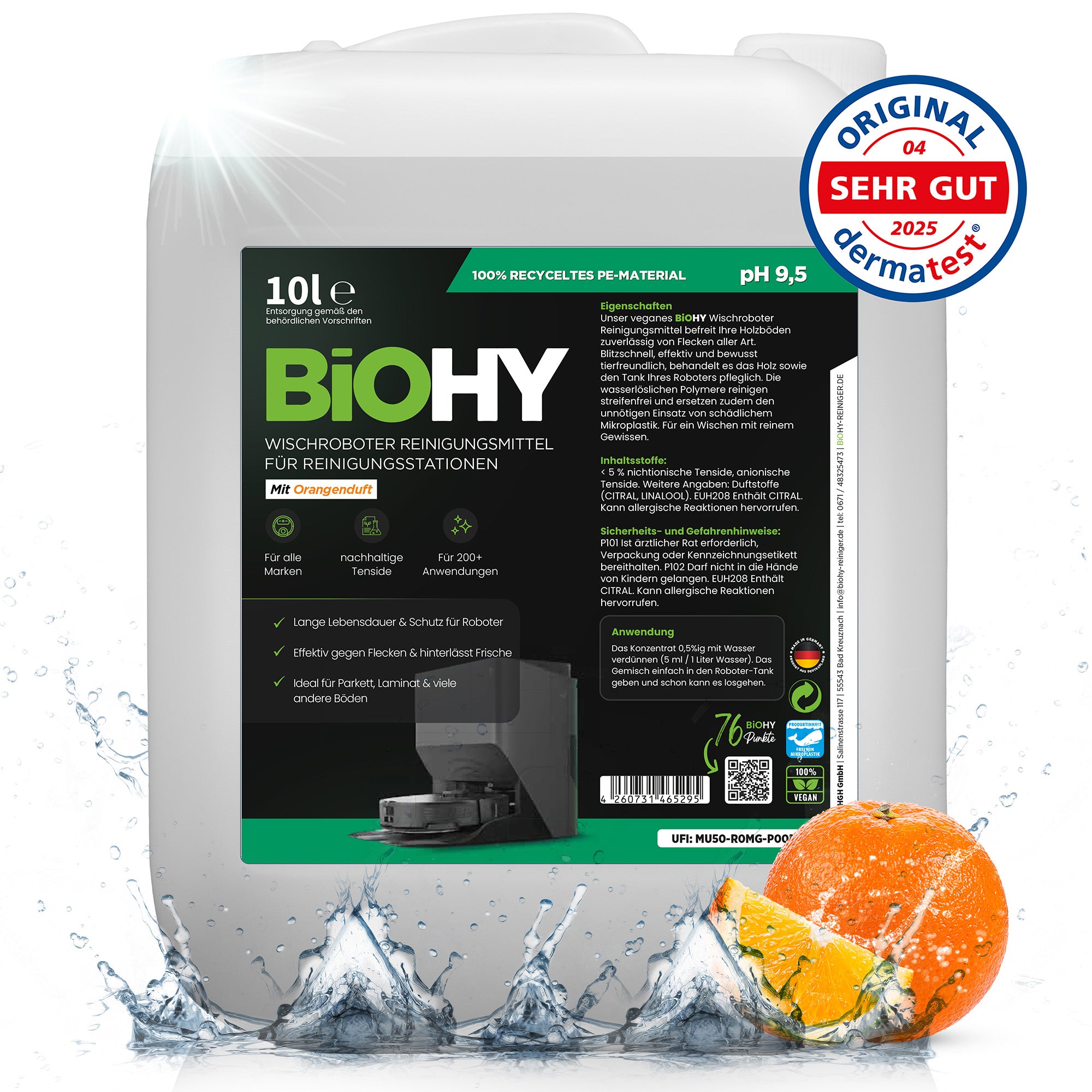 BiOHY Mopping robot cleaning agent for cleaning stations, cleaner for mopping robots, non-mudding floor cleaner, organic concentrate