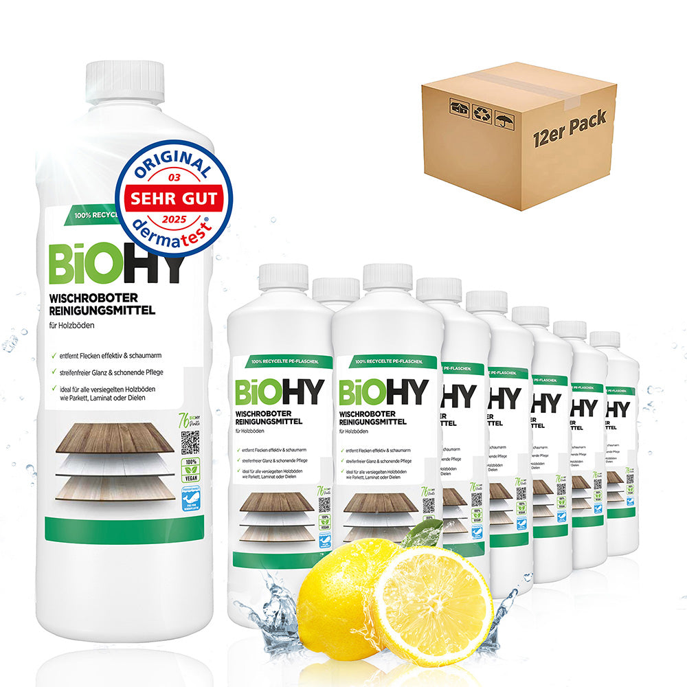 BiOHY Wischroboter Reinigungsmittel für Holzböden, Reiniger für Wischroboter, Nicht schmäumender Bodenreiniger, Bio-Konzentrat