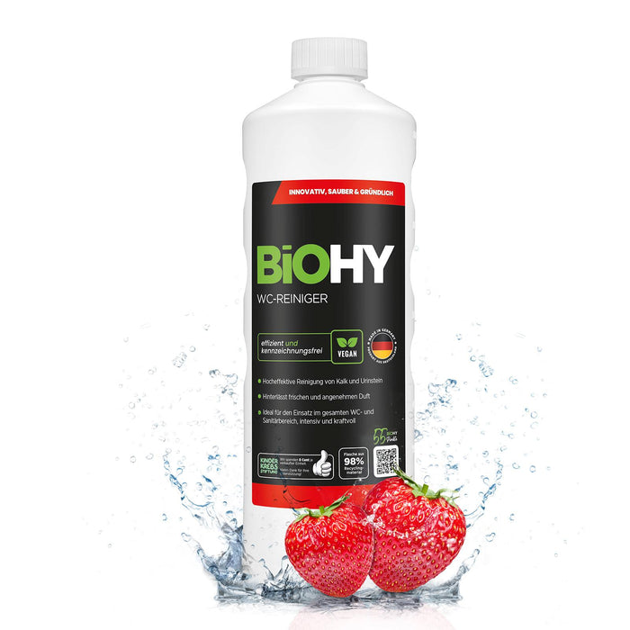 BiOHY WC-Reiniger 1 Liter – veganes Gel gegen Urin, Kalk und Urinstein, haftet unter dem Rand