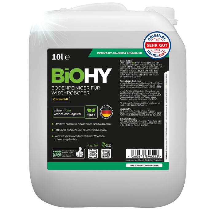 BiOHY Nettoyant sols pour robots de nettoyage, Nettoyant bio, Entretien des sols, Nettoyant sols non moussant