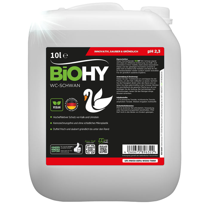 BiOHY WC-Schwan 10L (B2B) – gegen Kalk & Urinstein, hygienisch & vegan (Produktflasche)
