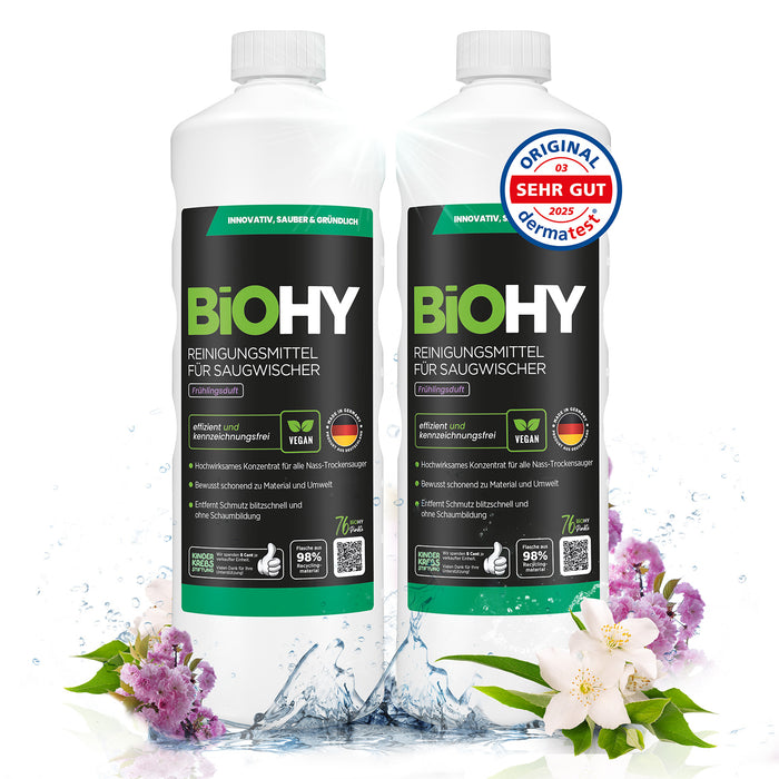 BiOHY Reiniger für Saugwischer mit Frühlingsduft – veganes Konzentrat für Tineco & Kärcher FC Saugwischer (Produktflasche)