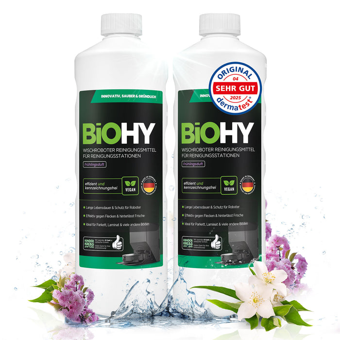 BiOHY Nettoyant pour stations de nettoyage de robots d'essuyage, Nettoyant pour robots d'essuyage, Nettoyant pour sols non polluant, Bio concentré