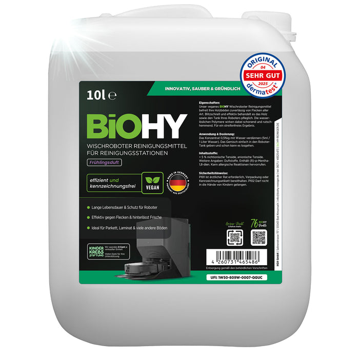 BiOHY Nettoyant pour stations de nettoyage de robots d'essuyage, Nettoyant pour robots d'essuyage, Nettoyant pour sols non polluant, Bio concentré