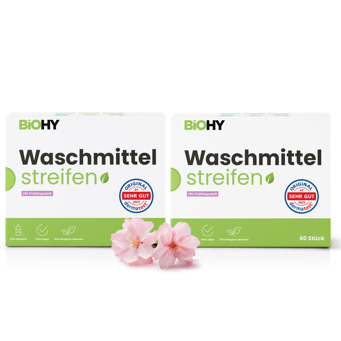 BiOHY Waschmittel Blätter, Waschmittel Streifen, Reisewaschmittel, wasserlösliches Waschpapier