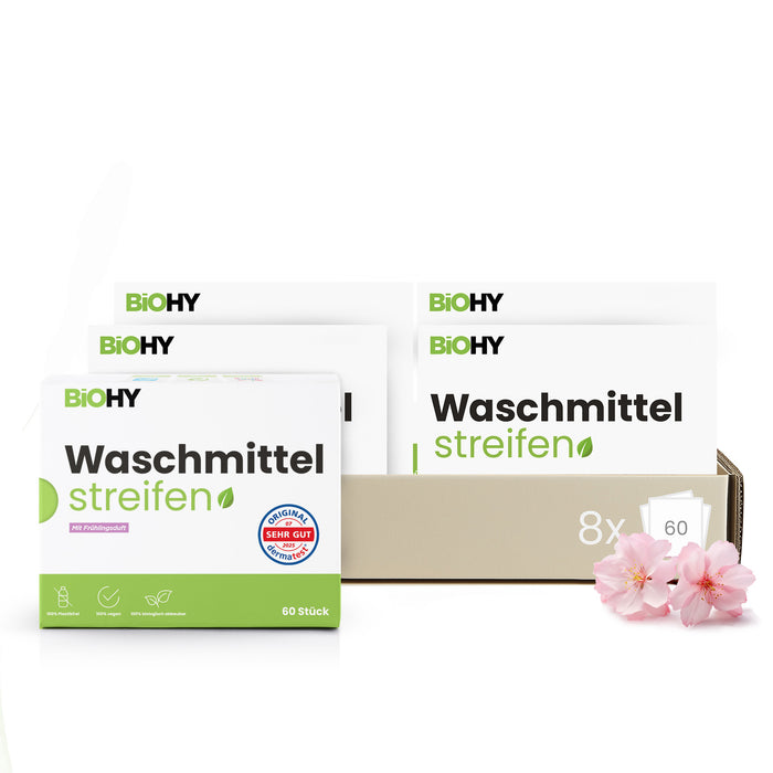 BiOHY Waschmittel Blätter, Waschmittel Streifen, Reisewaschmittel, wasserlösliches Waschpapier
