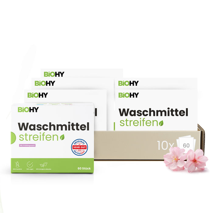 BiOHY Waschmittel Blätter, Waschmittel Streifen, Reisewaschmittel, wasserlösliches Waschpapier