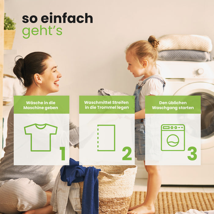 BiOHY Waschmittel Blätter, Waschmittel Streifen, Reisewaschmittel, wasserlösliches Waschpapier