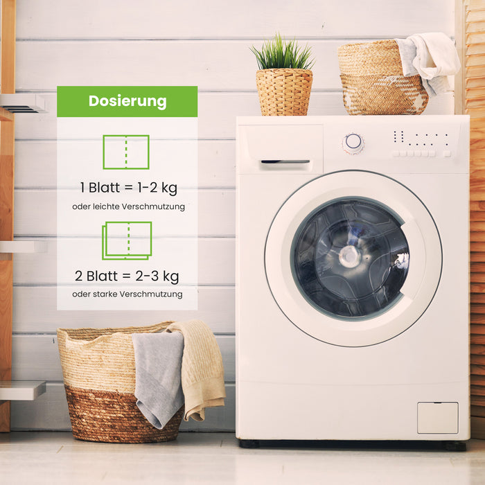 BiOHY Waschmittel Blätter, Waschmittel Streifen, Reisewaschmittel, wasserlösliches Waschpapier