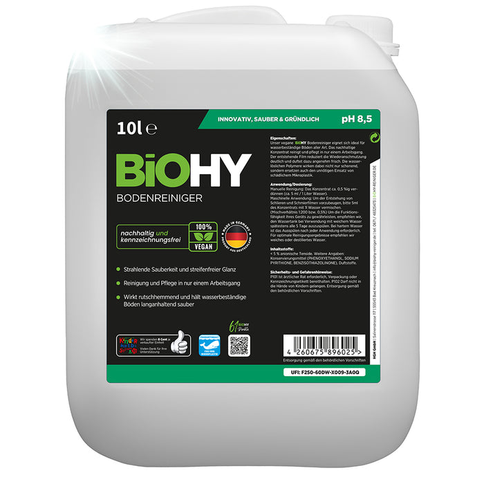 BiOHY floor cleaner, floor cleaner, non-foaming floor cleaner, organic concentrate