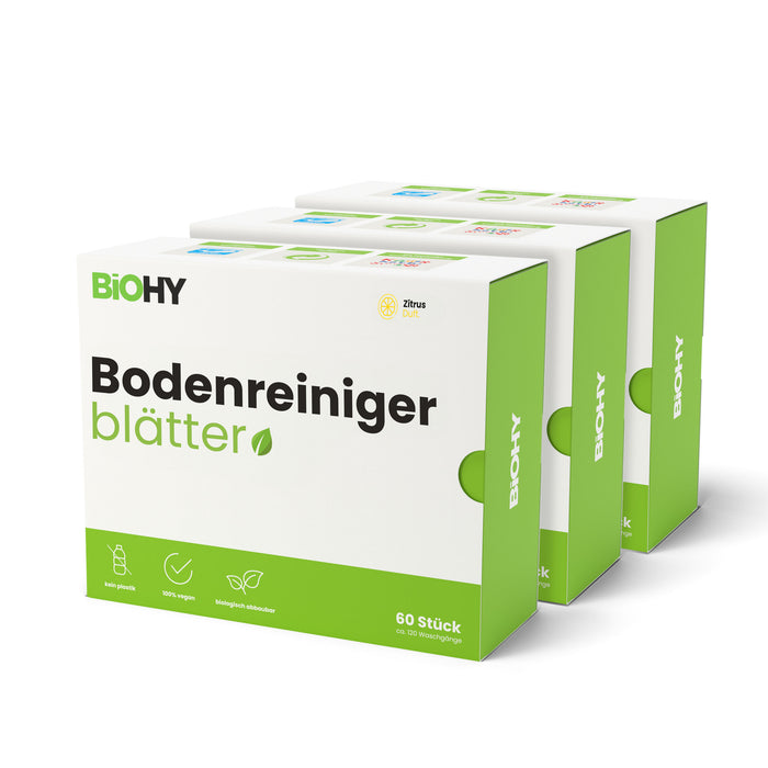 BiOHY Bodenreiniger Blätter, Nachhaltige Reinigungsblätter, 100% biologisch abbaubar, Wasserlösliche Reinigung für Holz, Laminat, Fliesen, PVC