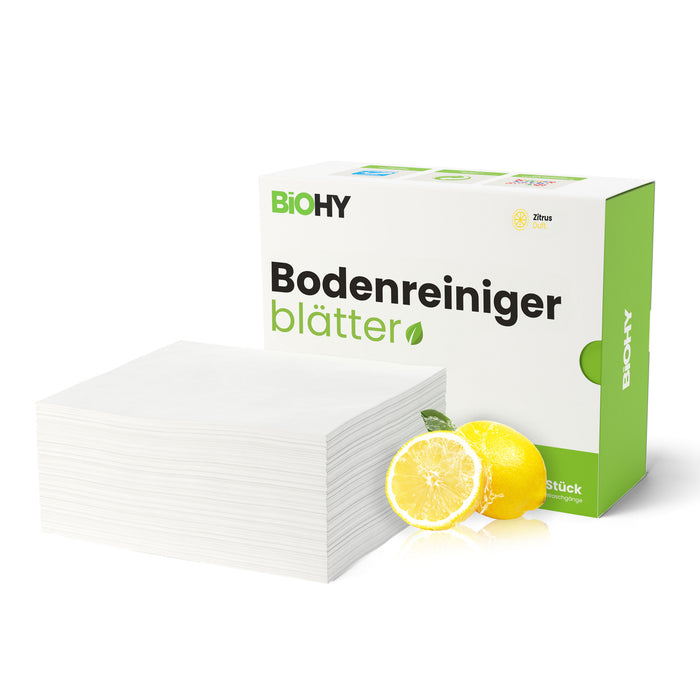 BiOHY Bodenreiniger Blätter, Nachhaltige Reinigungsblätter, 100% biologisch abbaubar, Wasserlösliche Reinigung für Holz, Laminat, Fliesen, PVC