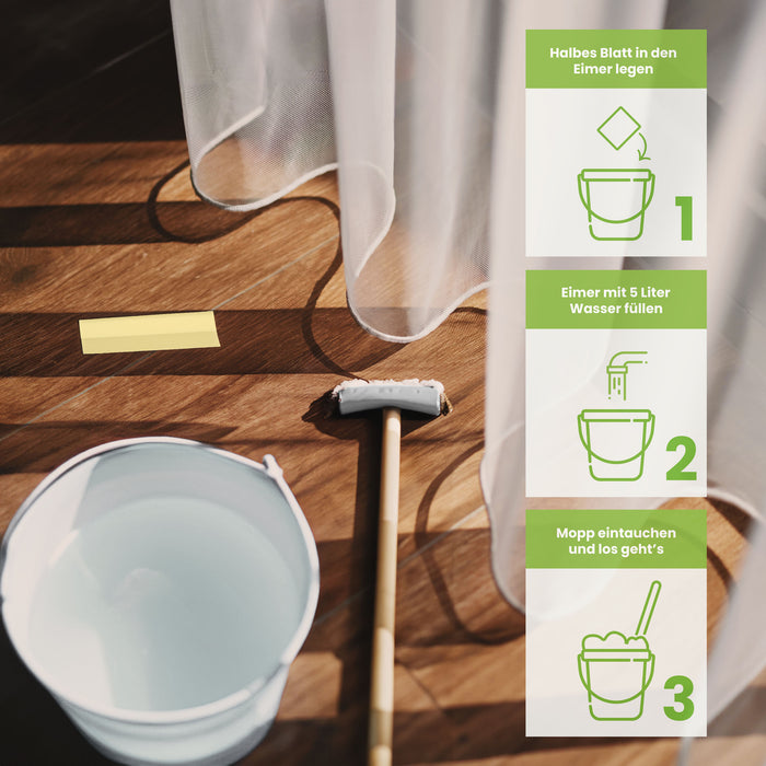 BiOHY Bodenreiniger Blätter, Nachhaltige Reinigungsblätter, 100% biologisch abbaubar, Wasserlösliche Reinigung für Holz, Laminat, Fliesen, PVC