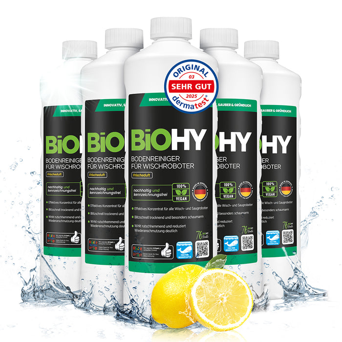 BiOHY Bodenreiniger für Wischroboter, Bio Reiniger, Bodenwischpflege, Nicht schäumender Bodenreiniger