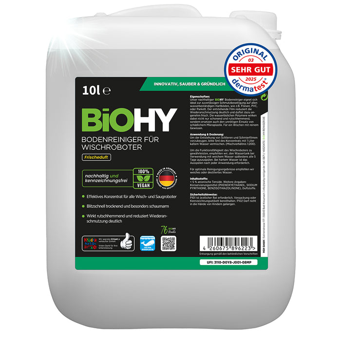 BiOHY Bodenreiniger für Wischroboter, Bio Reiniger, Bodenwischpflege, Nicht schäumender Bodenreiniger