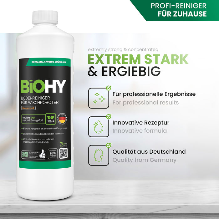 BiOHY Nettoyant sols pour robots de nettoyage, Nettoyant bio, Entretien des sols, Nettoyant sols non moussant