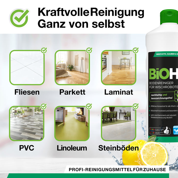Detergente per pavimenti BiOHY per robot di pulizia, detergente organico, cura per la pulizia dei pavimenti, detergente per pavimenti non schiumogeno
