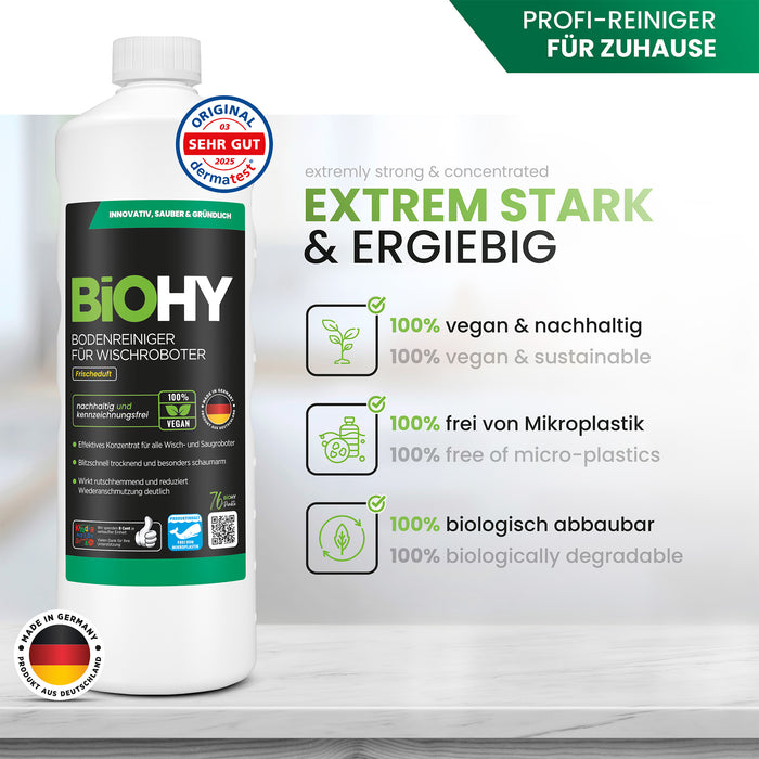 BiOHY Bodenreiniger für Wischroboter, Bio Reiniger, Bodenwischpflege, Nicht schäumender Bodenreiniger