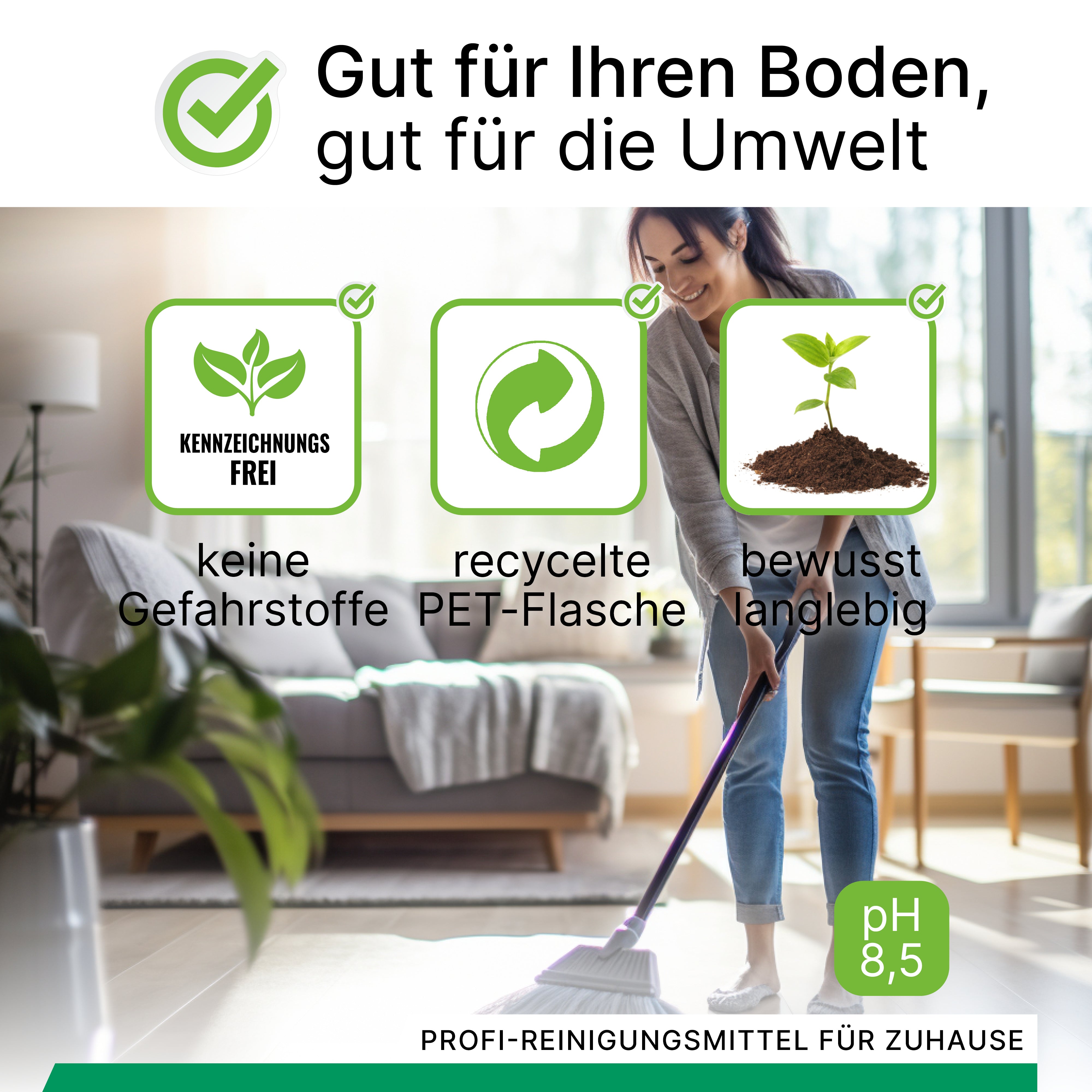 BiOHY Bodenreiniger, Fußbodenreiniger, Nicht schäumender Bodenreiniger, Bio-Konzentrat