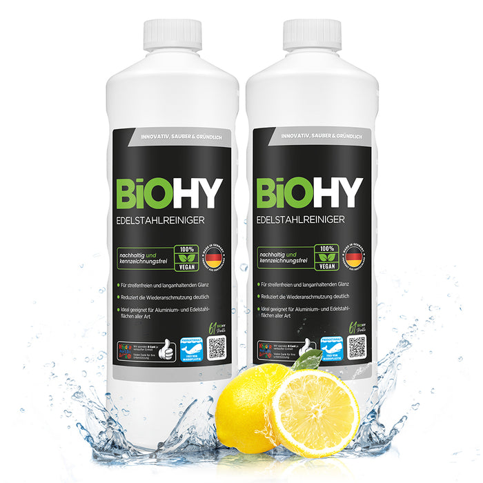 BiOHY Edelstahlreiniger, Edelstahlreiniger Spray, Edelstahlpflegemittel, Edelstahl Putzmittel