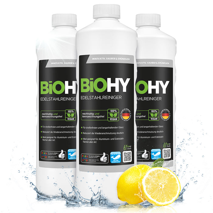 BiOHY Edelstahlreiniger, Edelstahlreiniger Spray, Edelstahlpflegemittel, Edelstahl Putzmittel