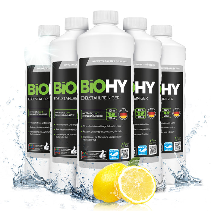 BiOHY Edelstahlreiniger, Edelstahlreiniger Spray, Edelstahlpflegemittel, Edelstahl Putzmittel