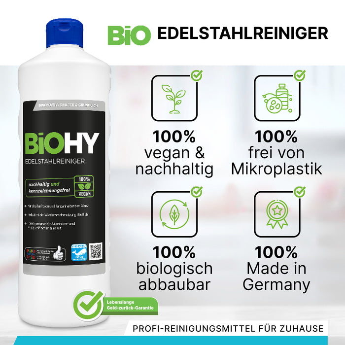 Detergente per acciaio inossidabile BiOHY, detergente per acciaio inossidabile, cura dell'acciaio inossidabile, detergente brillante, B2B