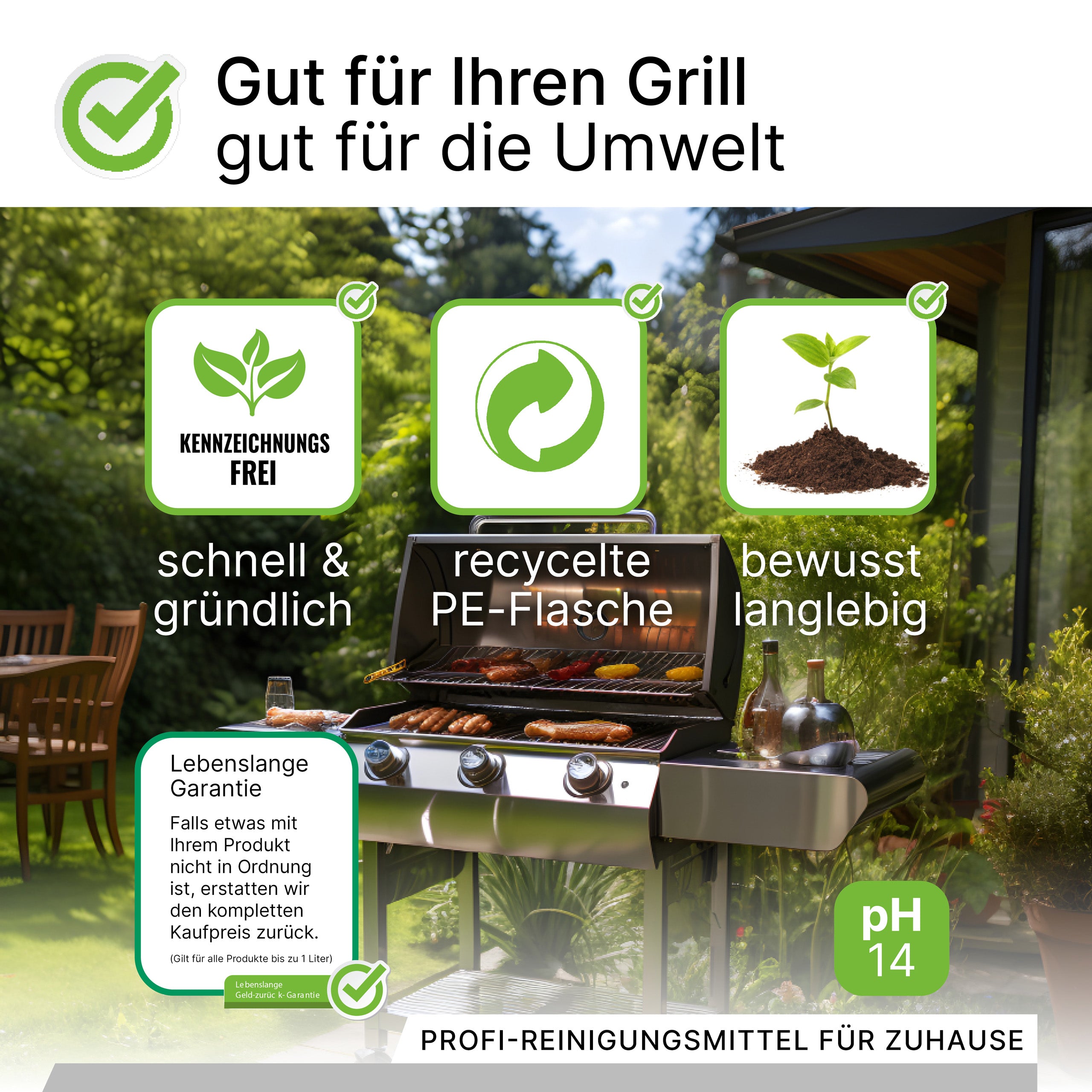 Detergente per grill BiOHY, detergente per grill a gas, detergente per barbecue, detergente per griglia