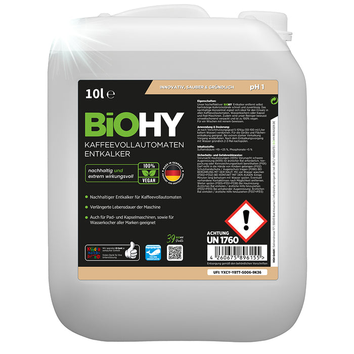 BiOHY Kaffeevollautomaten Entkalker, Kalkentferner, Entkalkungsmittel, Kalklöser