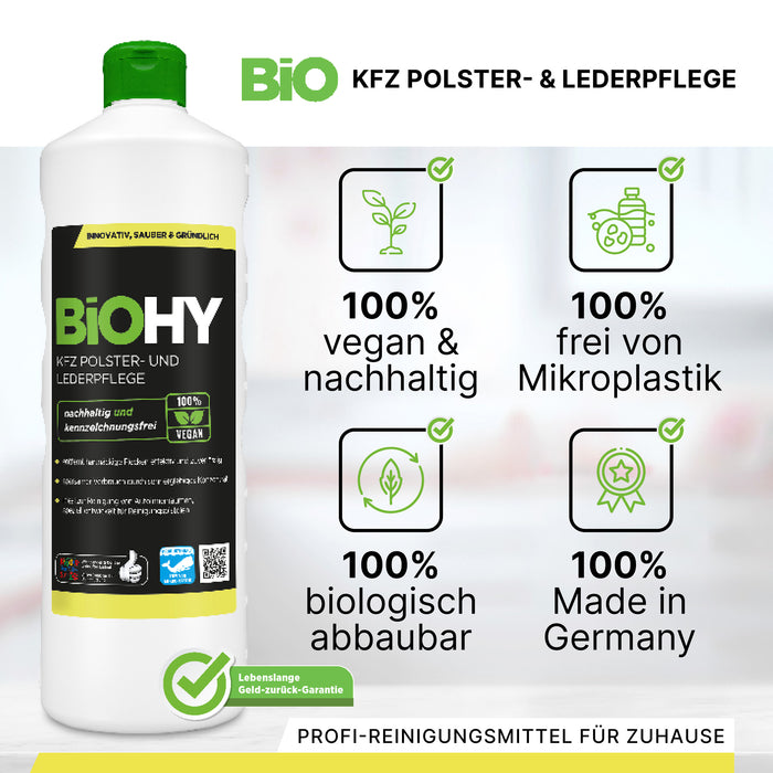 BiOHY KFZ Polster- & Lederpflege, Polsterreiniger Auto, Autositz Reiniger, Innenraumpflege