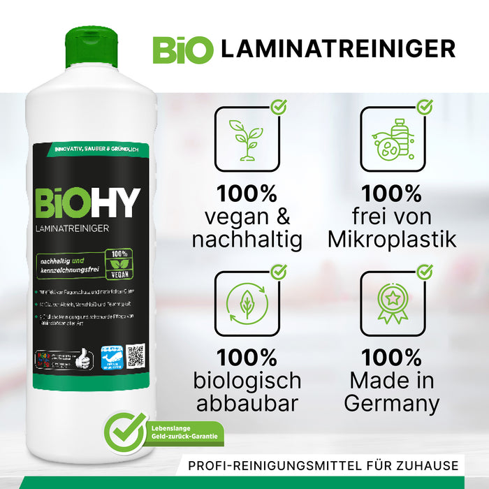 Detergente per laminati BiOHY, detergente per laminati, detergente per pavimenti, cura del panno per laminati, B2B