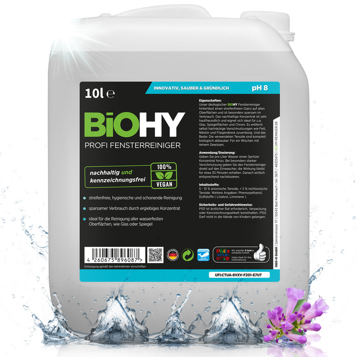 BiOHY professional window cleaner, glass cleaner, window cleaner, organic concentrate, B2B