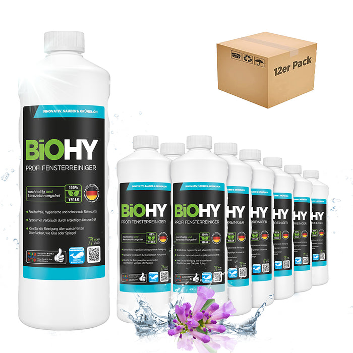 BiOHY Nettoyant professionnel pour vitres, nettoyant pour vitres, concentré bio