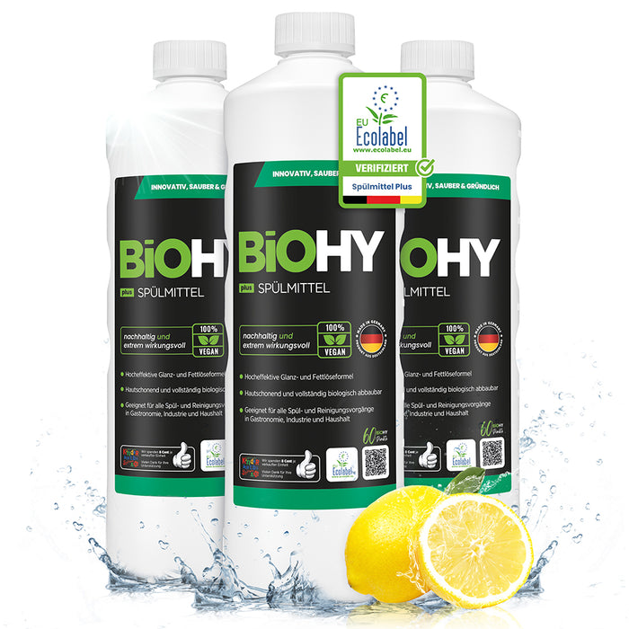 BiOHY détergent pour lave-vaisselle, lave-mains, nettoyant vaisselle
