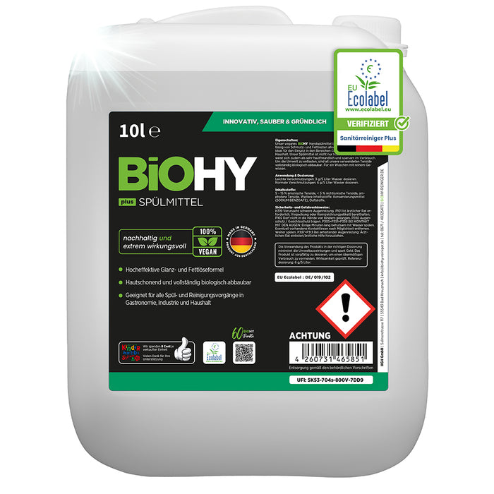 BiOHY détergent pour lave-vaisselle, lave-mains, nettoyant vaisselle