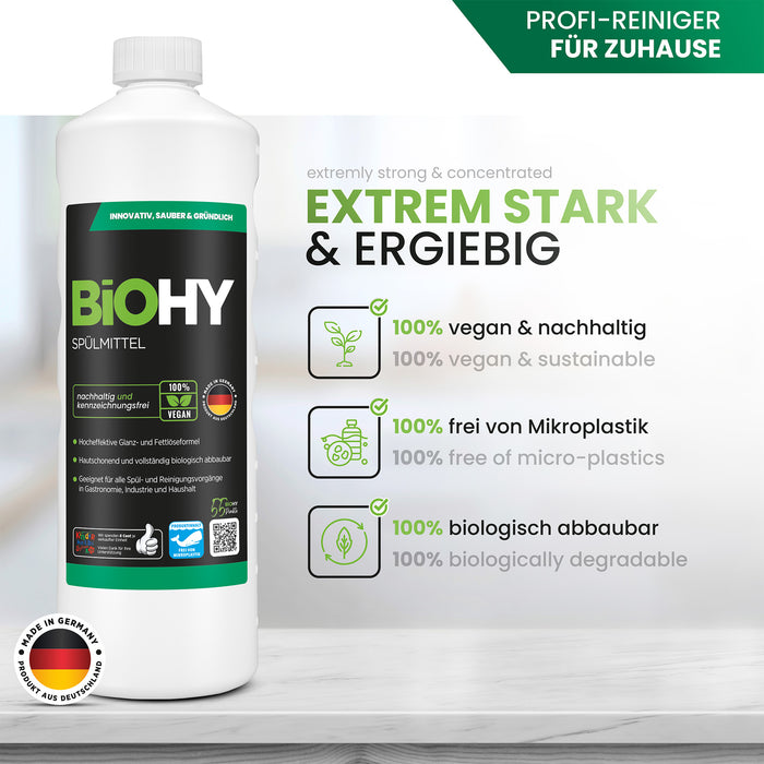 BiOHY détergent pour lave-vaisselle, lave-mains, nettoyant vaisselle