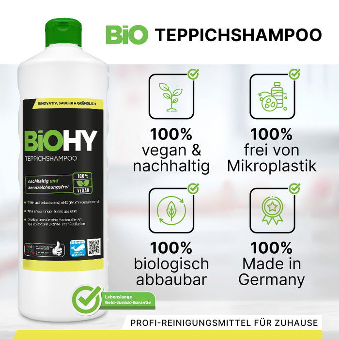 BiOHY shampooing pour tapis, nettoyant pour tapis, nettoyant pour taches, concentré bio, B2B