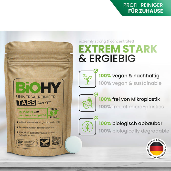 Juego de frascos de vidrio BiOHY con pastillas limpiadoras universales, agente limpiador, pastillas limpiadoras, pastillas limpiadoras multiusos