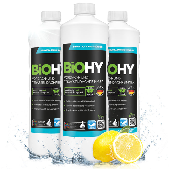 BiOHY nettoyant pour auvents et toitures terrasses, nettoyant pour terrasses, nettoyant pour auvents, éliminateur d'algues