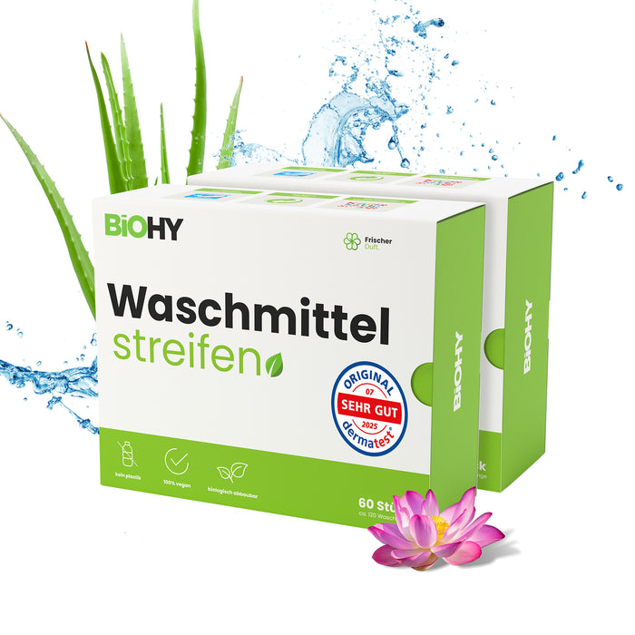 BiOHY Waschmittel Blätter, Waschmittel Streifen, Reisewaschmittel, wasserlösliches Waschpapier