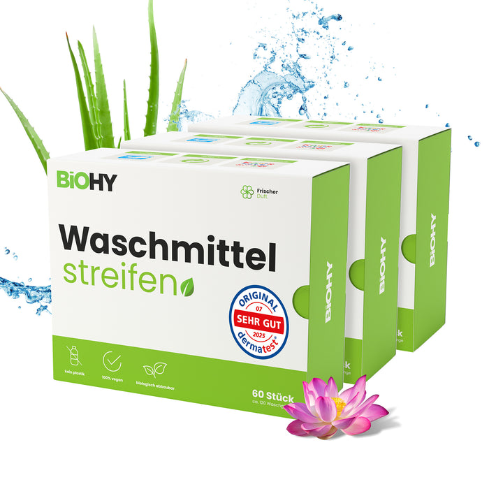 BiOHY Waschmittel Blätter, Waschmittel Streifen, Reisewaschmittel, wasserlösliches Waschpapier