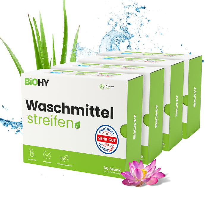 BiOHY Waschmittel Blätter, Waschmittel Streifen, Reisewaschmittel, wasserlösliches Waschpapier