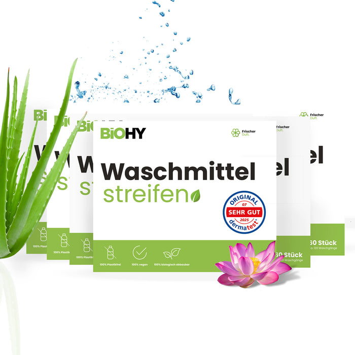 BiOHY Waschmittel Blätter, Waschmittel Streifen, Reisewaschmittel, wasserlösliches Waschpapier