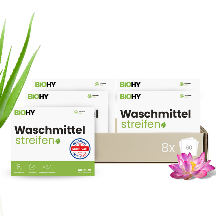 BiOHY Waschmittel Blätter, Waschmittel Streifen, Reisewaschmittel, wasserlösliches Waschpapier