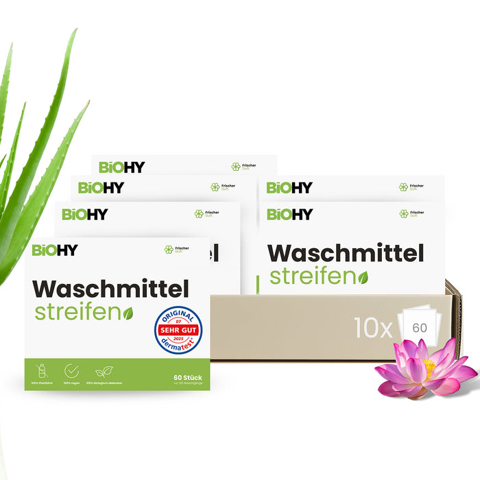 BiOHY Waschmittel Blätter, Waschmittel Streifen, Reisewaschmittel, wasserlösliches Waschpapier