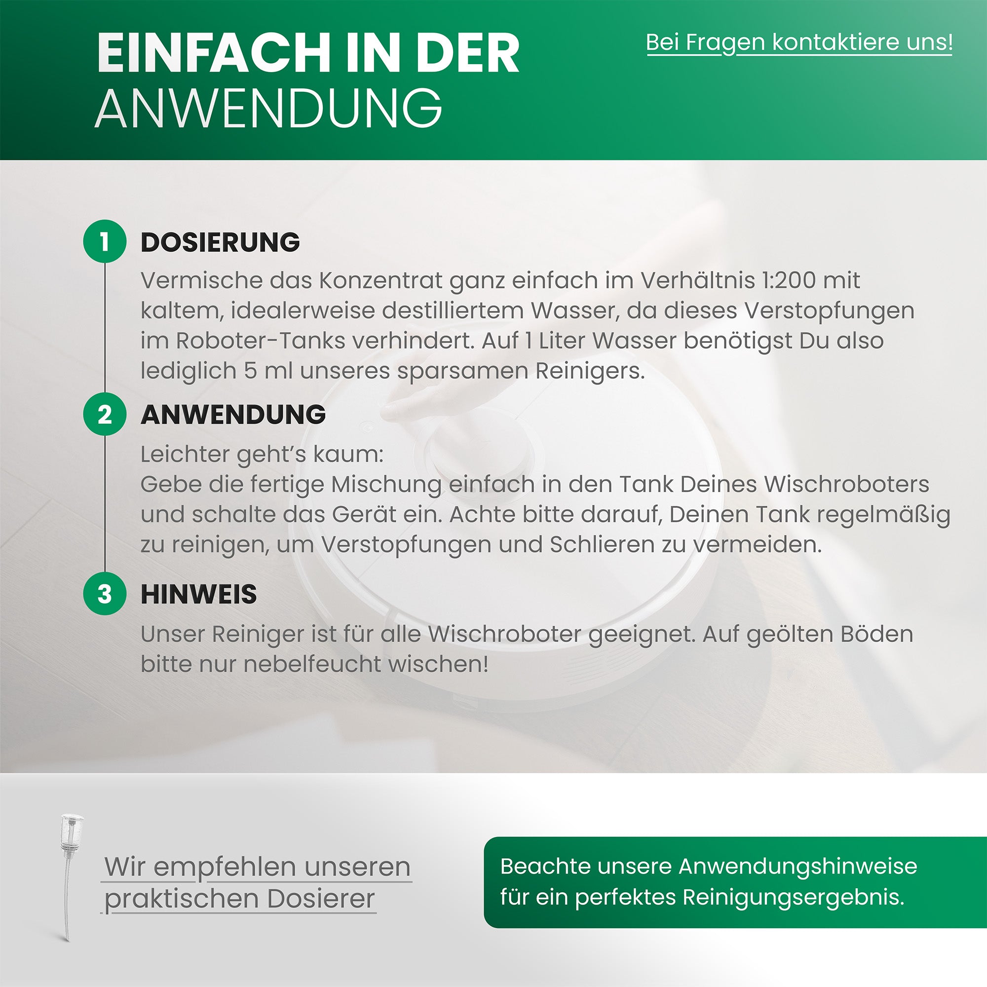 BiOHY Wischroboter Reinigungsmittel für Holzböden, Reiniger für Wischroboter, Nicht schmäumender Bodenreiniger, Bio-Konzentrat